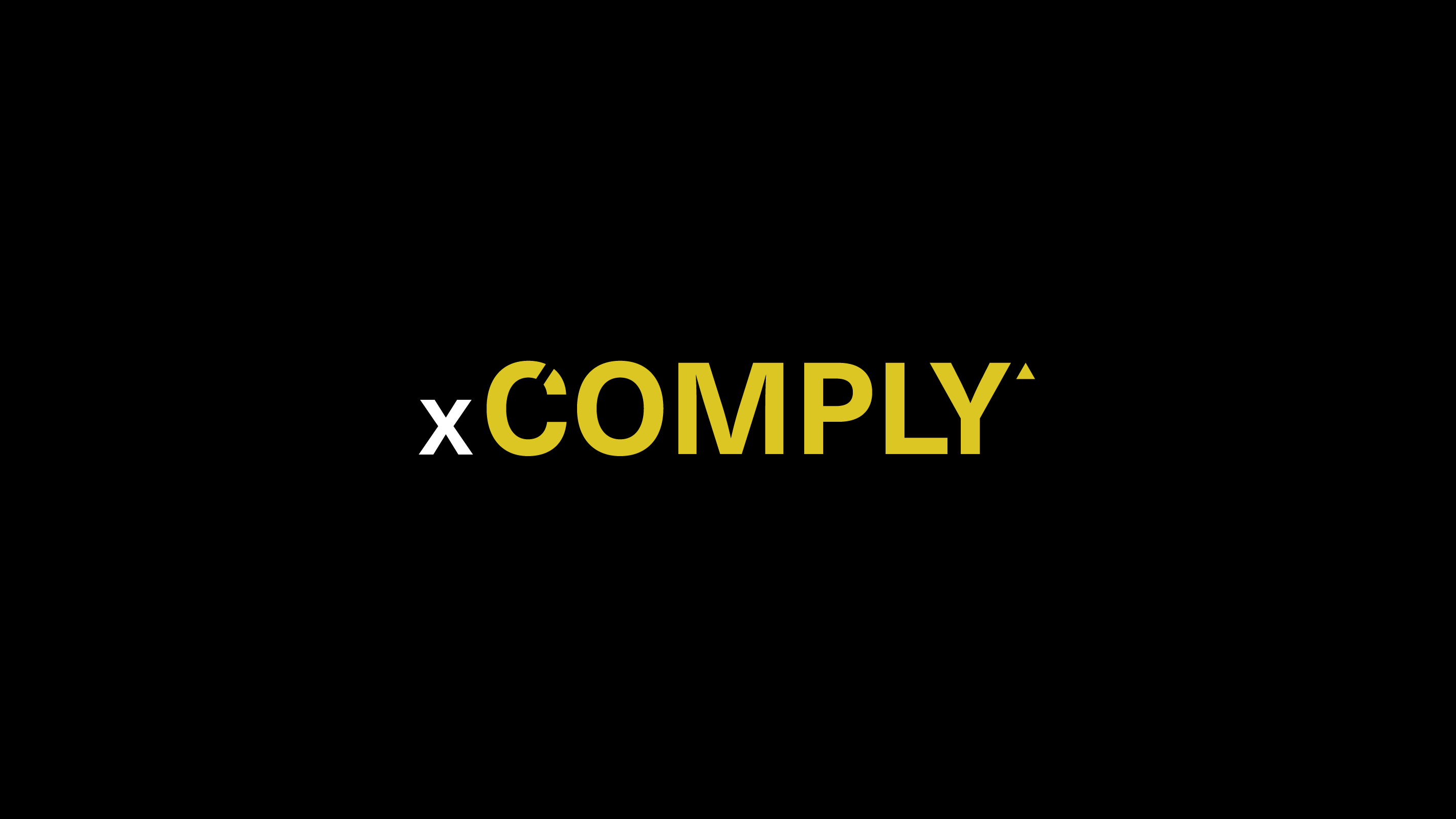 The logo for xcomply on a black background.