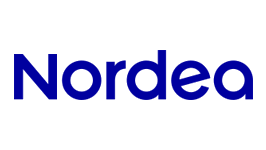 Nordea logo on a black background.